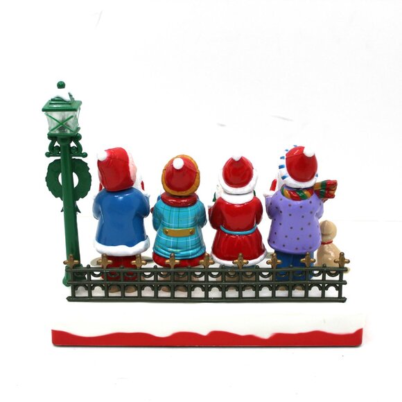 Vintage Seasons Greetings Merry Carolers Light Singing Musical Motionette - Picture 4 of 8